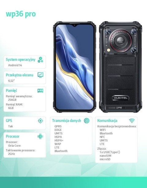 Smartfon WP36 Pro 4G 6/256GB IP68 czarny