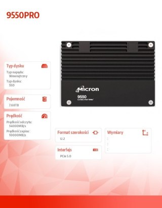 Dysk SSD 9550PRO 7680GB NVMe U.2 15mm Single Pack