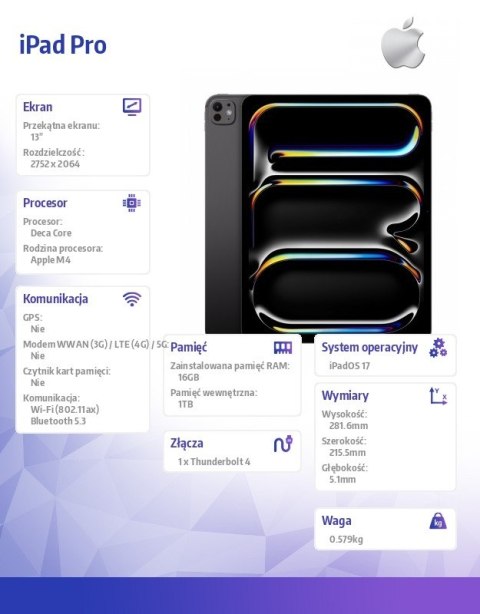 IPad Pro 13 cali Wi-Fi 1TB - Gwiezdna czerń