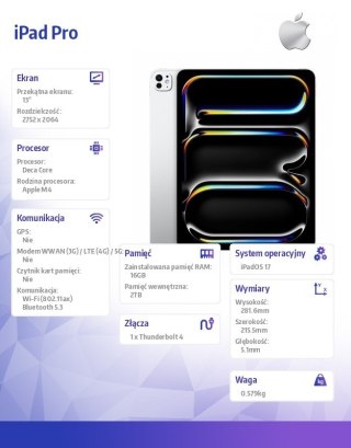 IPad Pro 13 cali Wi-Fi 2TB - Srebrny Nano