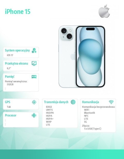 IPhone 15 512GB - Niebieski