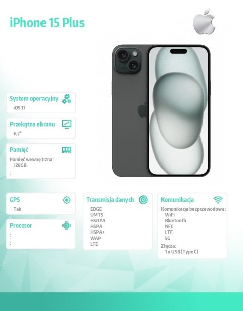 IPhone 15 Plus 128GB - Czarny