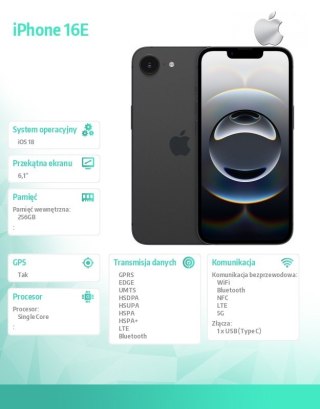 IPhone 16E 256GB czarny