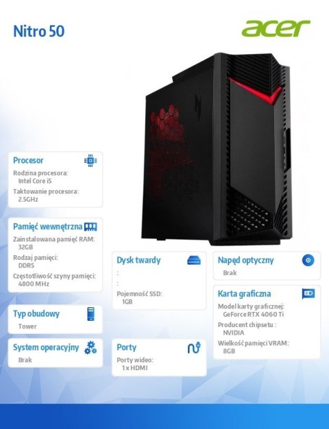 Komputer Nitro 50 N50-656 i5-14400F/16GB/1024GB/RTX4060Ti