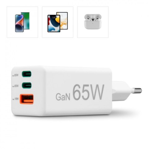 Ładowarka sieciowa 65W Gan PD/QC