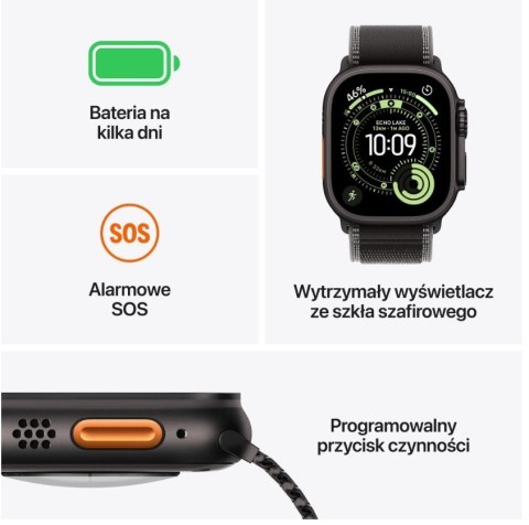 Watch Ultra 3 GPS + Cellular, koperta 49 mm z tytanu w kolorze czarnym, bransoleta mediolańska z tytanu w kolorze czarnym - rozm