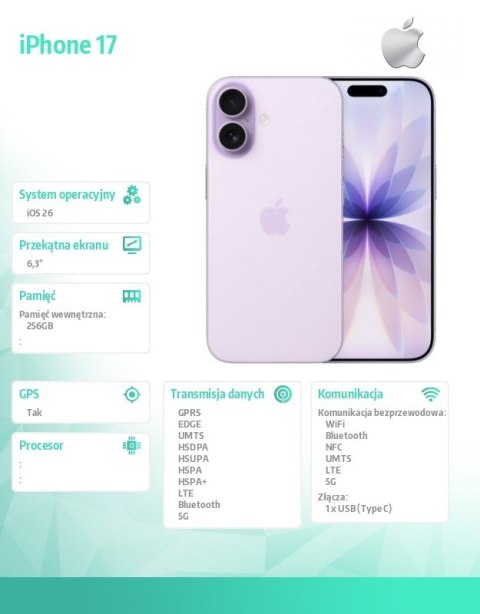 IPhone 17 256GB Lawendowy