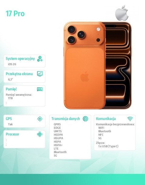 IPhone 17 PRO 1TB Kosmiczny pomarańcz