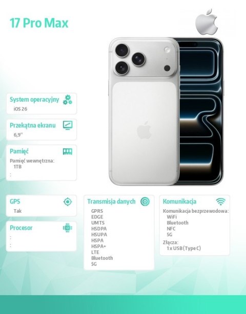 IPhone 17 PRO MAX Silver 1TB