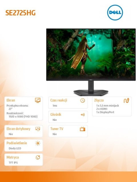 Monitor SE2725HG 27 cali AMD FreeSync Premium 200Hz Full HD (1920x1080)/16:9/2xHDMI/DP/3Y AES&PPE