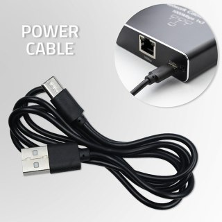 Rozdzielacz splitter Ethernet mini SWITCH 1x4 RJ45 | 1000Mb/s | USB-C | Aluminium