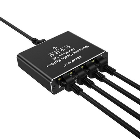 Rozdzielacz splitter Ethernet mini SWITCH 1x4 RJ45 | 1000Mb/s | USB-C | Aluminium
