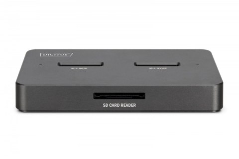 Stacja dokująca USB-C 3.2 Gen2 dla dysków SSD M.2 Duo NVMe oraz SATA (max. 2x 4 TB) z czytnikiem kart SD-Express 7.1 (max. 2 TB)