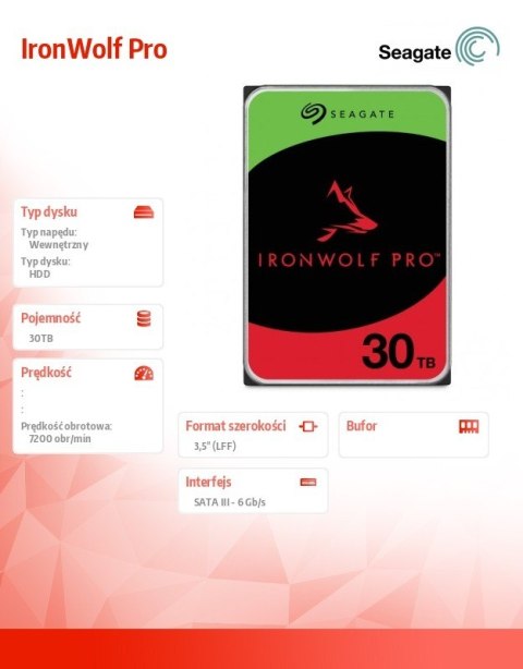 Dysk IronWolf Pro 30TB 3.5 cala ST30000NT011
