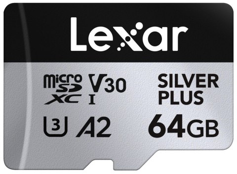 Karta pamięci microSD 64GB C10 A2 U3 V30 205/100MB/s Silver Plus