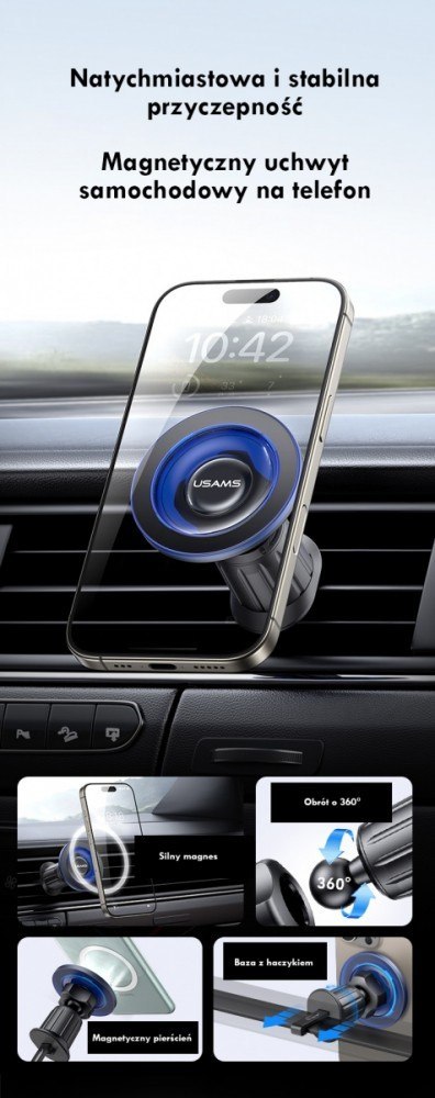 Uchwyt samochodowy do kratki ZJ081 magnetyczny