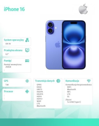IPhone 16 256GB - Ultramaryna