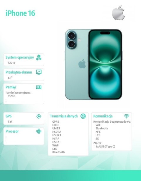 IPhone 16 512GB - Berylowa zieleń