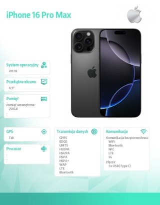 IPhone 16 Pro Max 256GB - Tytan czarny