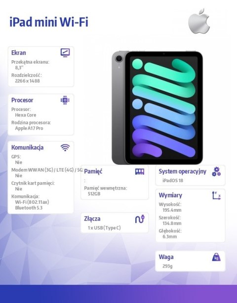 IPad mini Wi-Fi 512GB Gwiezdna szarość