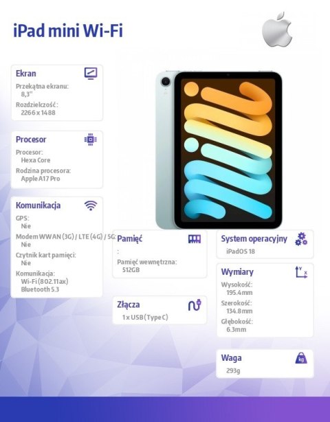 IPad mini Wi-Fi 512GB Niebieski