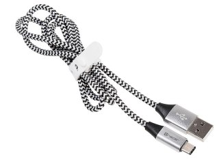 Kabel USB 2.0 Type-C A męski - C męski 1,0m czarno-srebrny