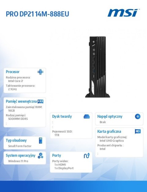 Komputer PRO DP21 14M-888EU WIN11PRO/ICi7-14700/16GB/1TB/Czarny