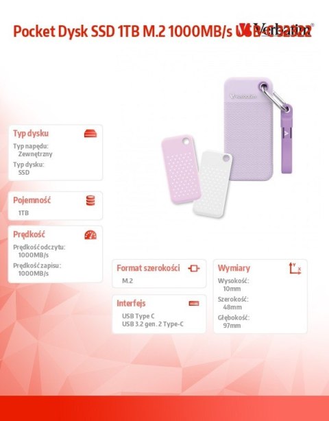 Pocket Dysk SSD 1TB M.2 1000MB/s USB-C 32322