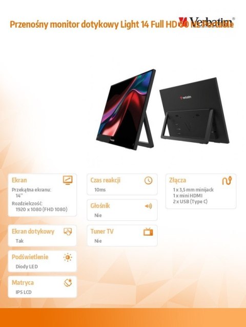 Przenośny monitor dotykowy Light 14 Full HD 60 Hz Portable