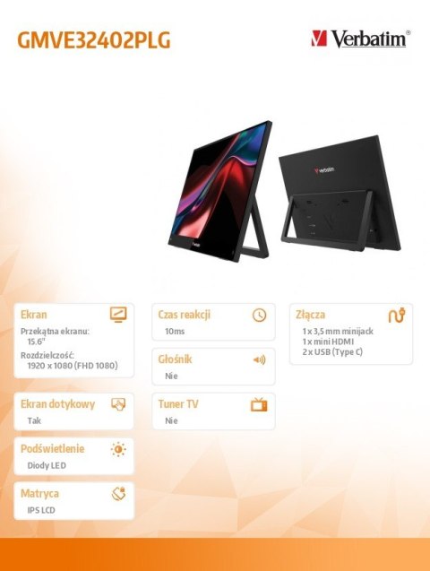 Przenośny monitor dotykowy Light 15,6 Full HD Portable