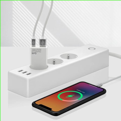 Ładowarka sieciowa SUPER SLIM QC 3.0 20W 1XUSB 1XUSB-C biała SC-340Q