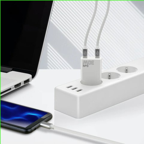 Ładowarka sieciowa SUPER SLIM QC 4+ 30W 2XUSB-C biała SC-385Q