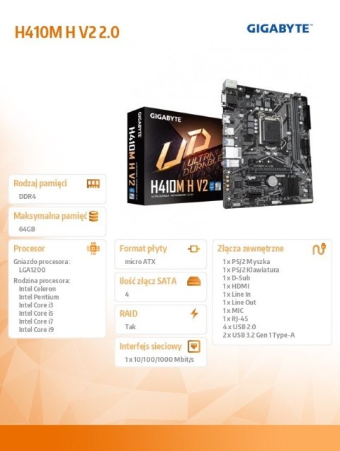 Płyta główna H410M H V2 s1200 2DDR4 HDMI/D-SUB M.2 mATX