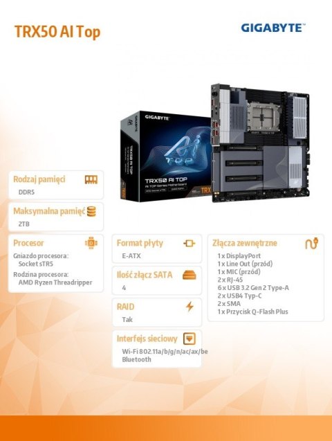 Płyta główna TRX50 AI TOP sTR5 8DDR5 DP IN/USB-C e-ATX