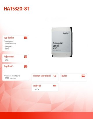 Dysk HDD 8TB SATA 7.2k 3.5 HAT5320-8T 5Y