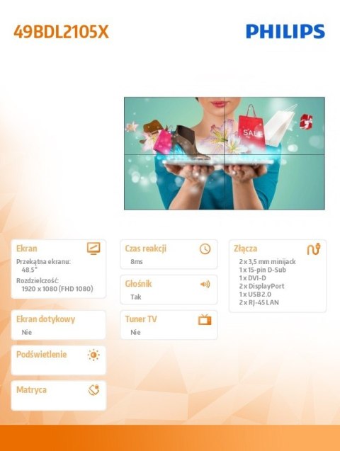 Monitor wielkoformatowy 49BDL2105X 49 cali