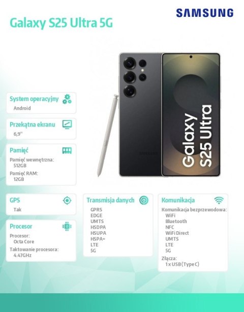 Smartfon Galaxy S25 Ultra 5G DualSIM 12/512GB czarny