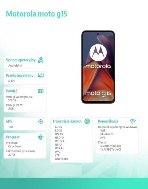 Smartfon moto g15 8/128GB Sea Blue