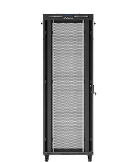 Szafa instalacyjna rack stojąca 19 cali 47U 800x1200 czarna drzwi perforowane LCD (flat pack) V2