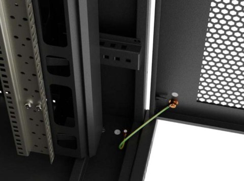 Szafa instalacyjna rack stojąca 19 cali 47U 800x1200 czarna drzwi perforowane LCD (flat pack) V2