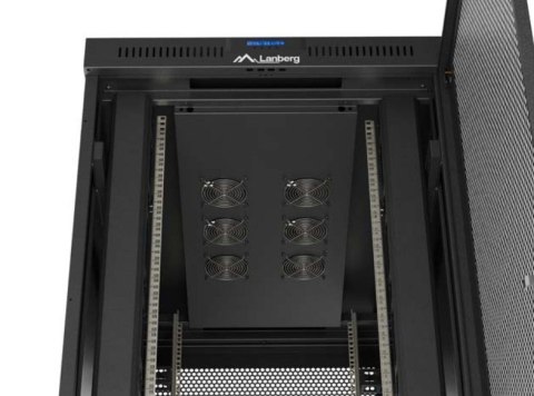 Szafa instalacyjna rack stojąca 19 cali 47U 800x1200 czarna drzwi perforowane LCD (flat pack) V2