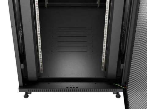 Szafa instalacyjna rack stojąca 19 cali 47U 800x1200 czarna drzwi perforowane LCD (flat pack) V2