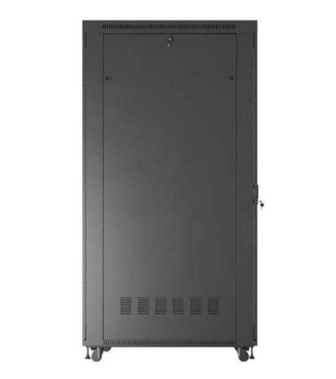 Szafa instalacyjna rack stojąca 19 cali 47U 800x1200 czarna drzwi perforowane LCD (flat pack) V2