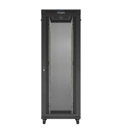 Szafa instalacyjna rack stojąca 19 cali 47U 800x1200 czarna drzwi perforowane LCD (flat pack) V2
