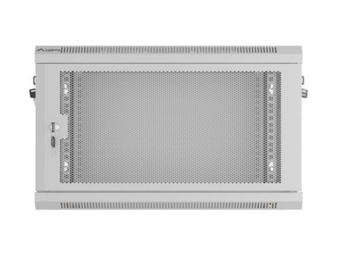 Szafa instalacyjna rack wisząca 19 cali 6U 600x450 drzwi perforowane (flat pack) szara