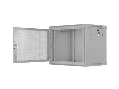 Szafa instalacyjna rack wisząca 19 cali 9U 600x450 drzwi perforowane (flat pack) szara