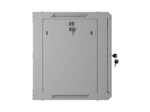 Szafa instalacyjna rack wisząca 19 cali 9U 600x450 drzwi perforowane (flat pack) szara