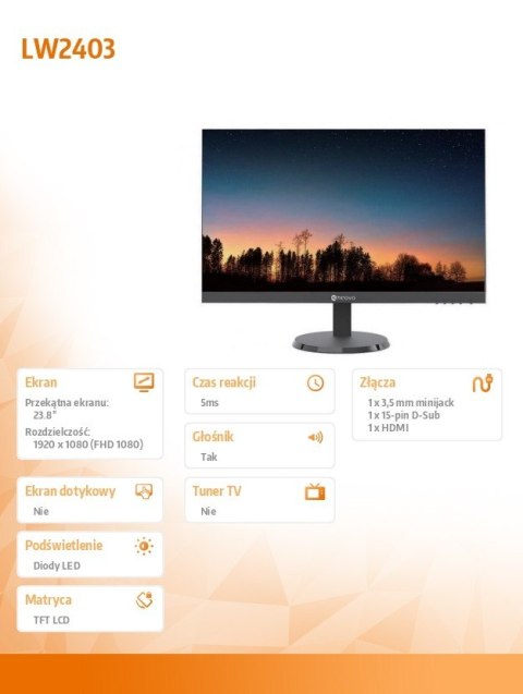 Monitor 23.8 cala LW-2403 IPS 100Hz HDMI VGA Głośniki