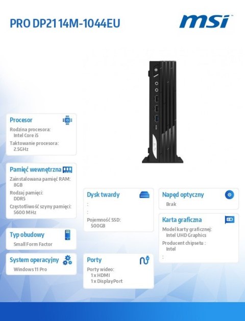 Komputer PRO DP21 14M-1044EU W11PRO/IC5-14400/8GB/500GB/WF/Black