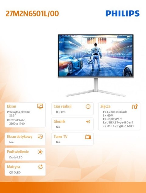 Monitor 27M2N6501L 26.5 cala QD OLED 240Hz HDMIx2 DP Pivot